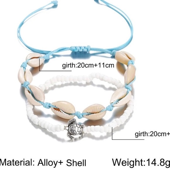Ankle Bracelet Sea Shells and Sea Turtle - Picture 2 of 7